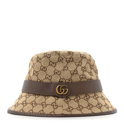 Gucci Monogram Textured Dollar Calfskin GG Jago Bucket Hat L Cacao Beige 3 of 9