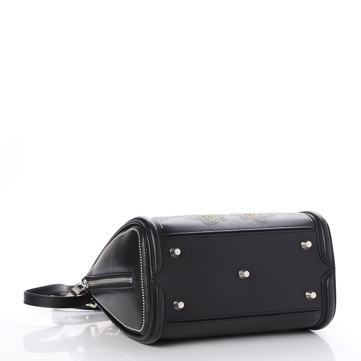 Calfskin Floral Studded Small Heroine Black