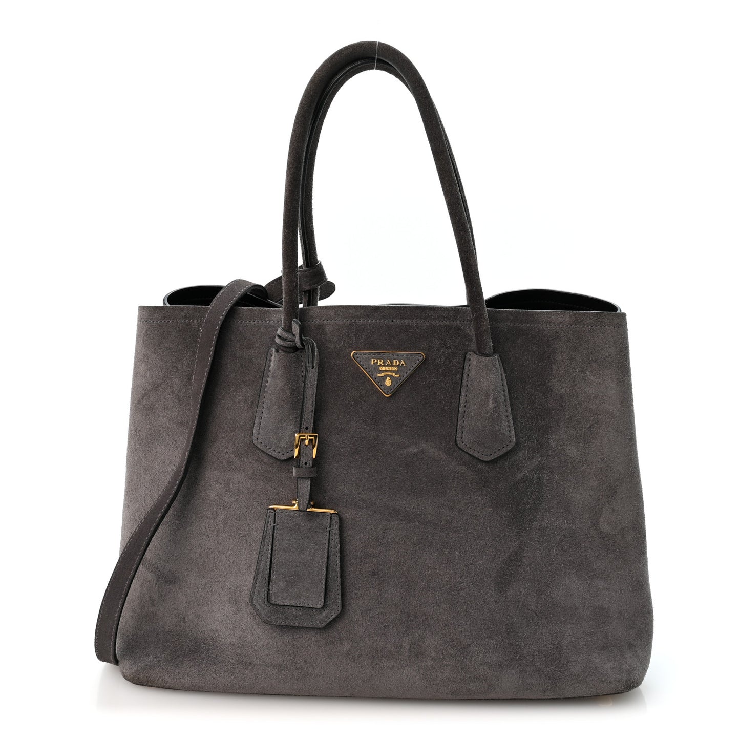 Scamosciato Suede Medium Double Bag Tote Grigio