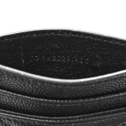 Saint Laurent Grain De Poudre Matelasse Chevron Monogram Credit Card Case Black 7 of 8