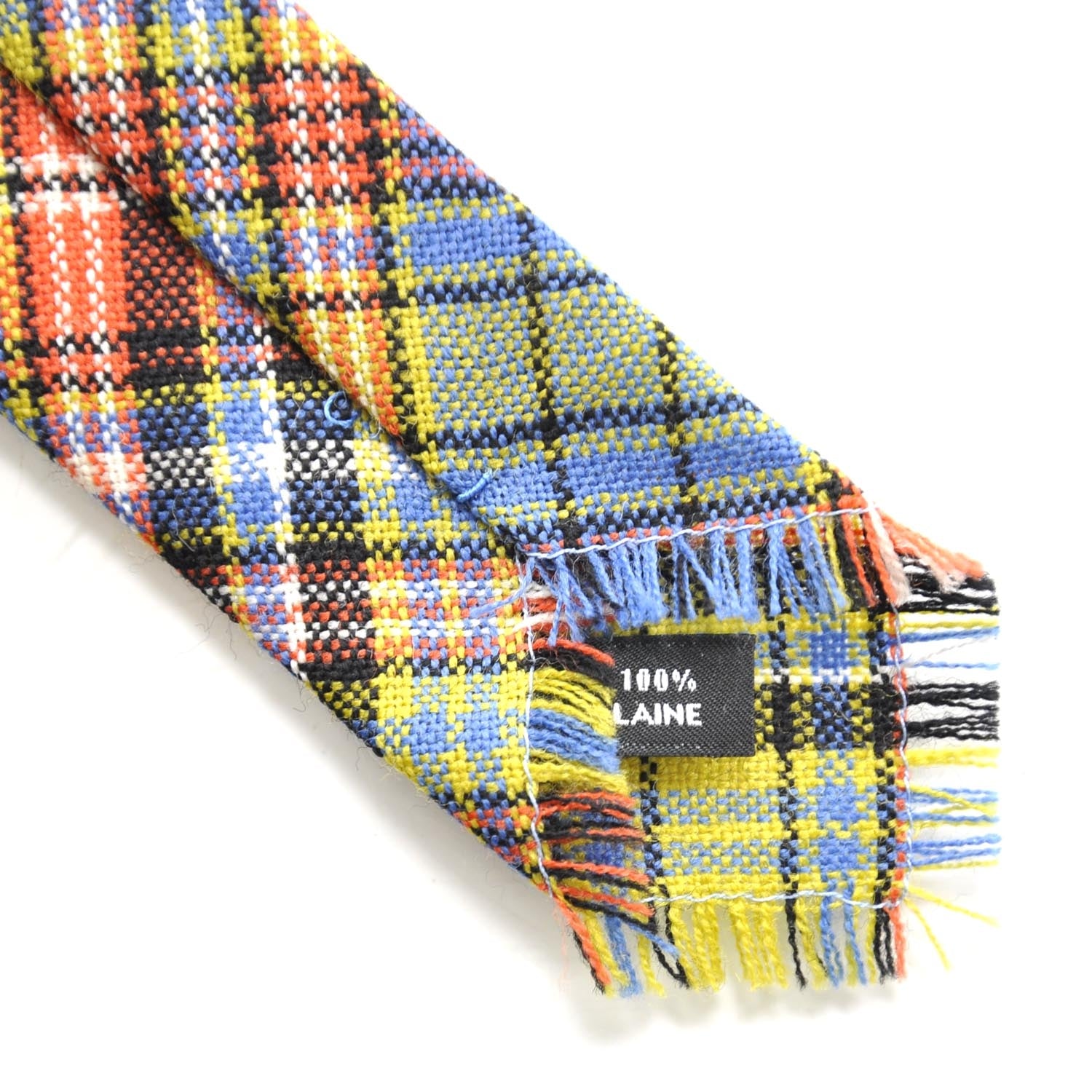 Hermes Mens Wool Plaid Neck Tie 4 of 4