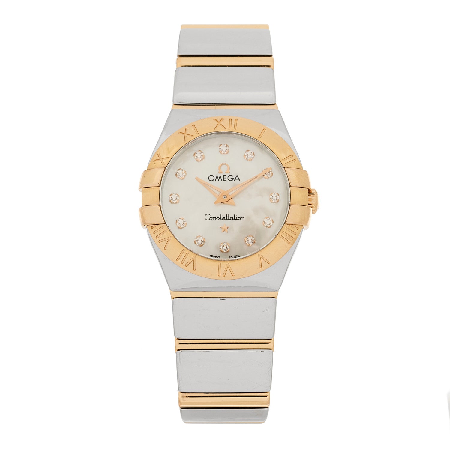 Omega Stainless Steel 18K Yellow Gold Diamond Mother of Pearl 24mm Constellation Quartz Watch 123.20.24.60.55.003 1 of 5