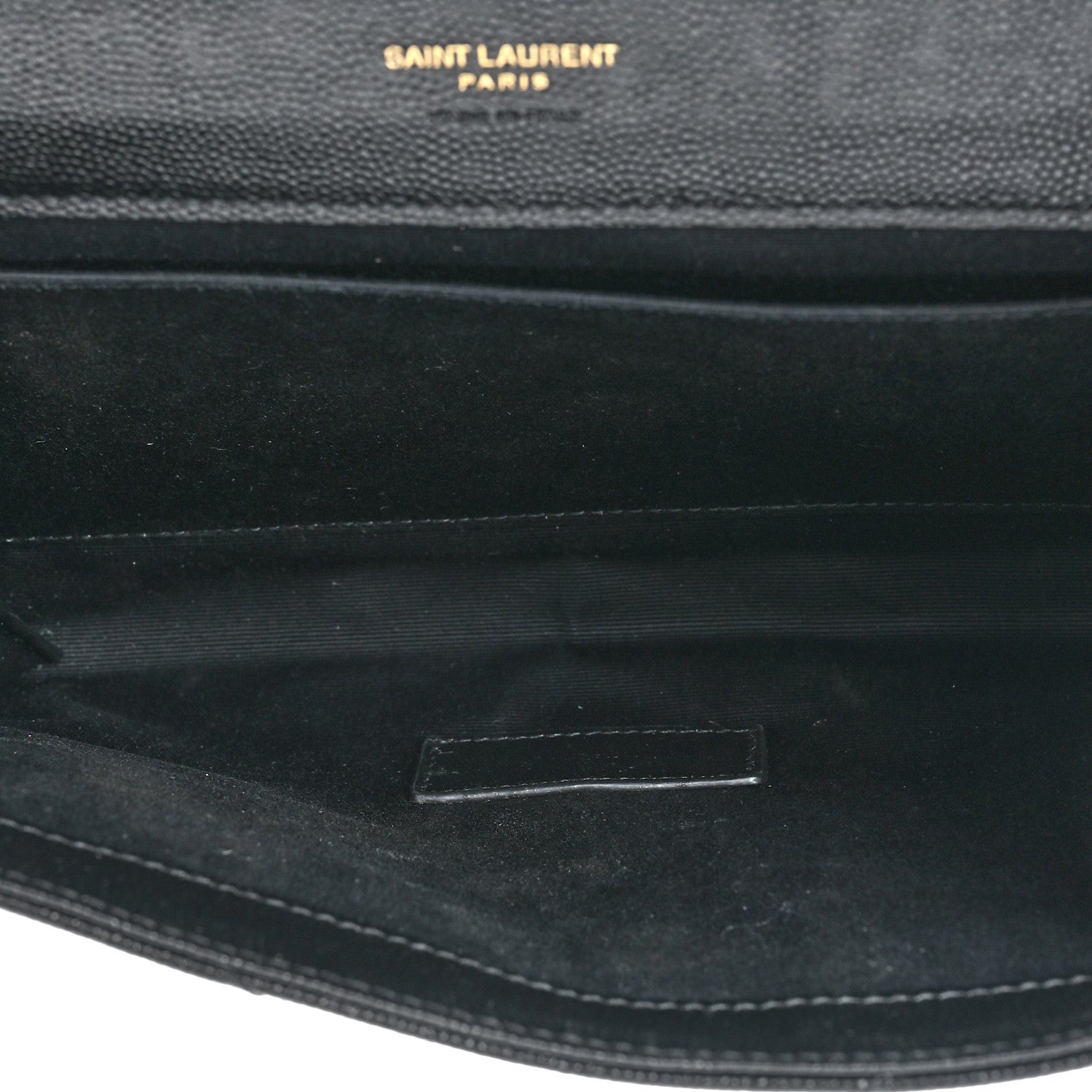 Saint Laurent Grain De Poudre Matelasse Chevron Monogram Envelope Clutch Black 5 of 15