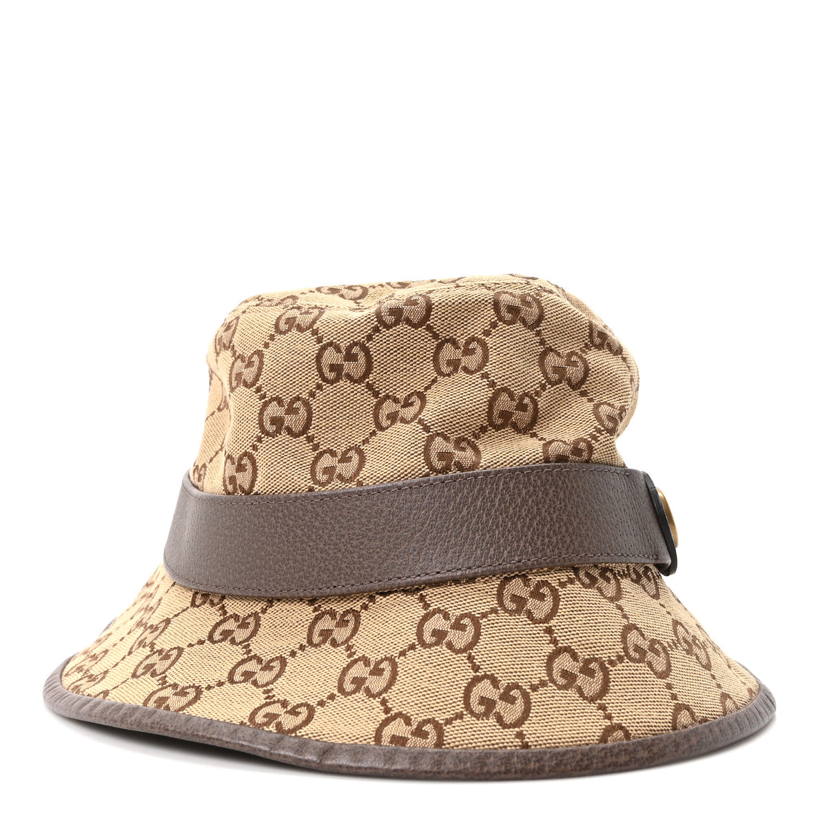 Monogram Textured Dollar Calfskin GG Jago Bucket Hat S Cacao Beige