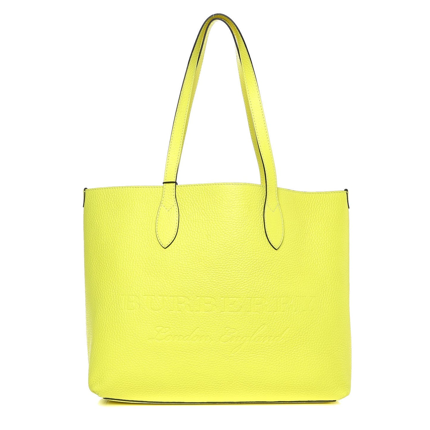 Grainy Calfskin Remington Tote Neon Yellow