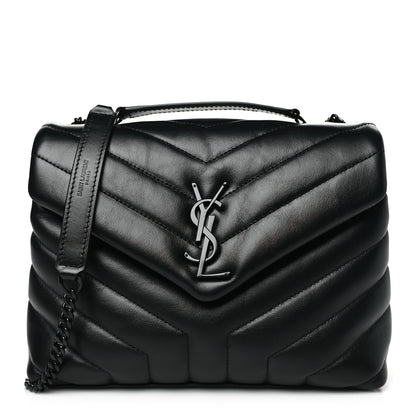Saint Laurent Calfskin Y Quilted Monogram Monochrome Small Loulou Chain Satchel Black 1 of 10