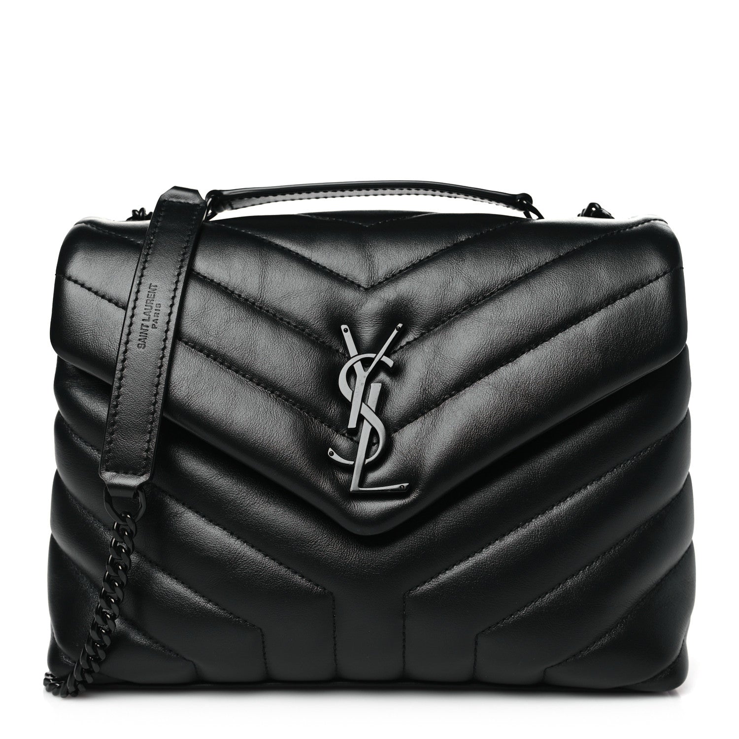 Saint Laurent Calfskin Y Quilted Monogram Monochrome Small Loulou Chain Satchel Black 1 of 10