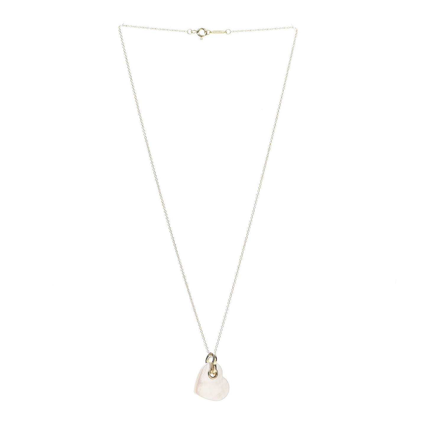 18K Yellow Gold Mother of Pearl Heart Pendant Necklace