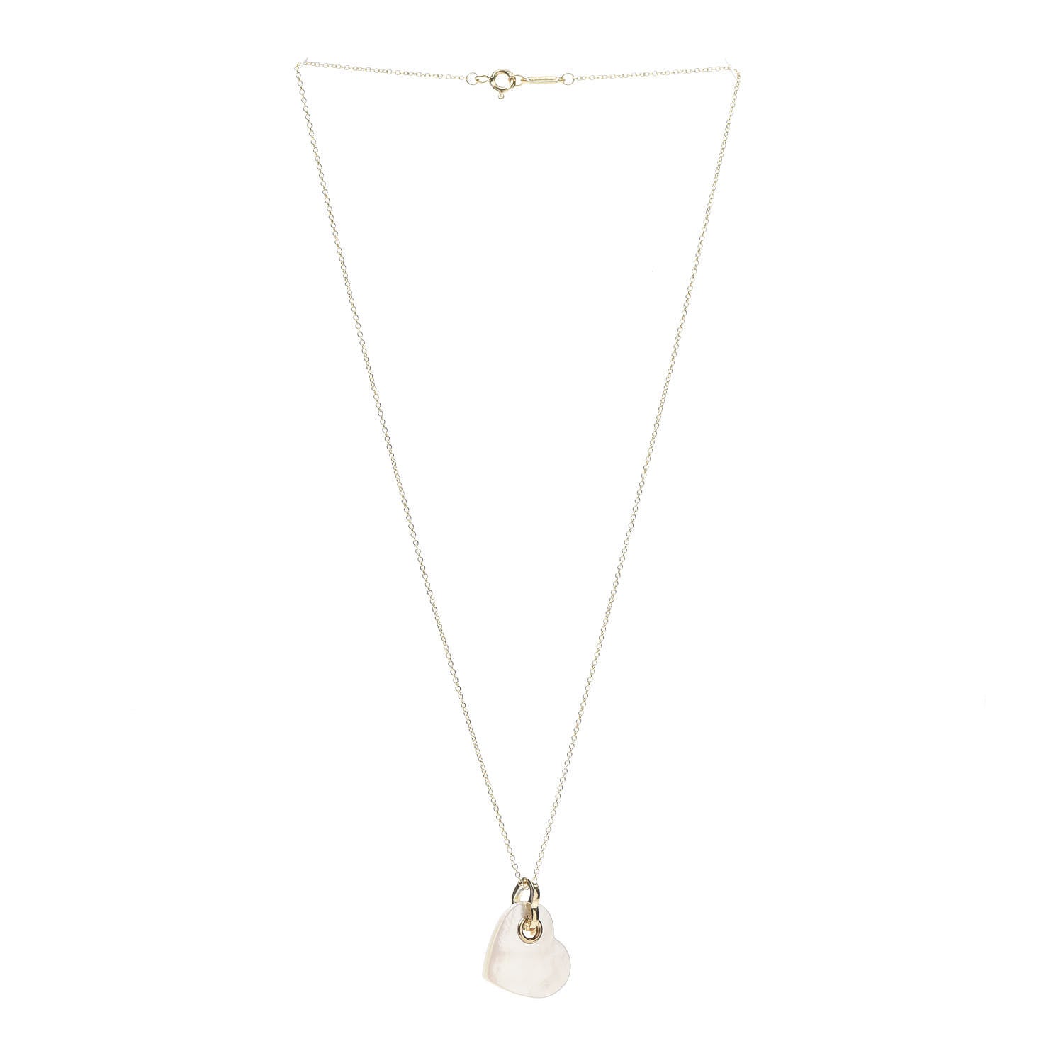 Tiffany 18K Yellow Gold Mother of Pearl Heart Pendant Necklace 3 of 5