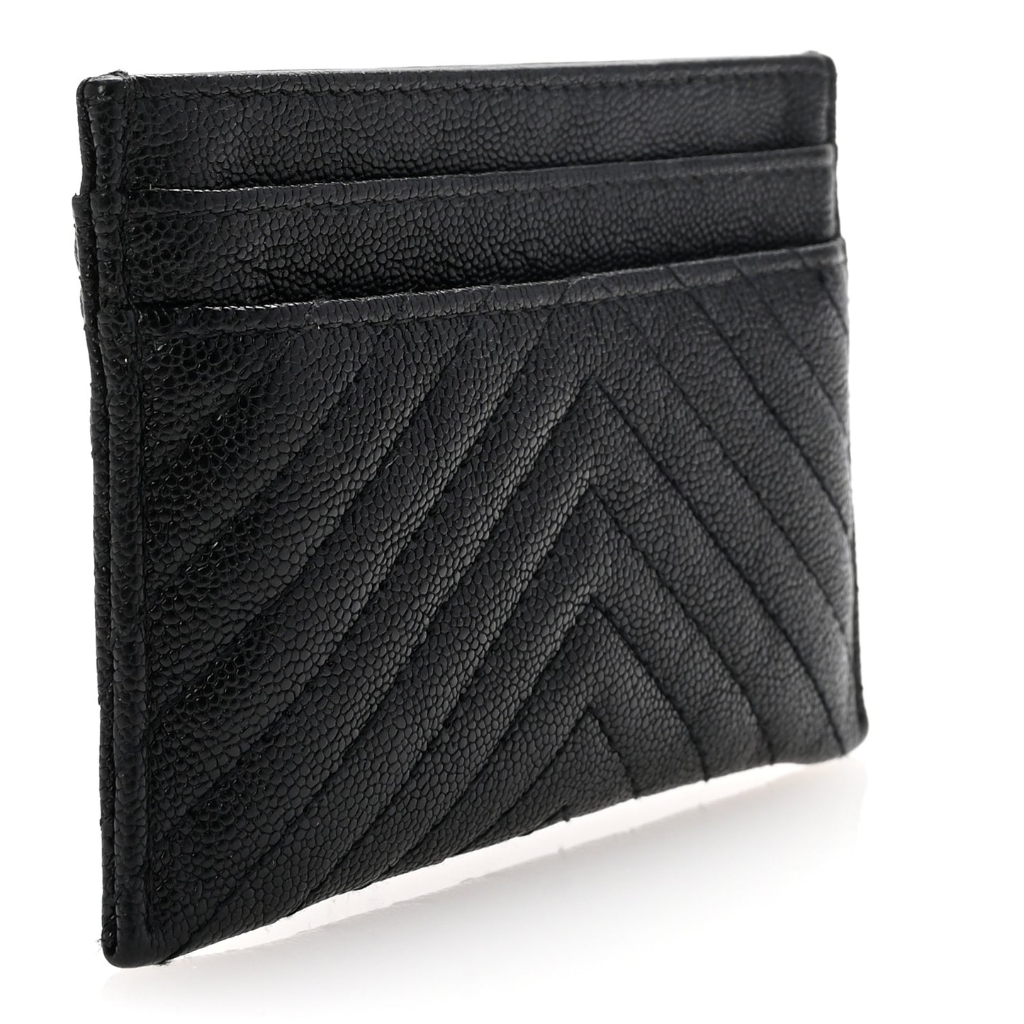Caviar Chevron Quilted Boy Card Holder Black