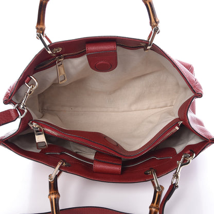 Gucci Pebbled Calfskin Medium Bamboo Shopper Tote Red 8 of 11