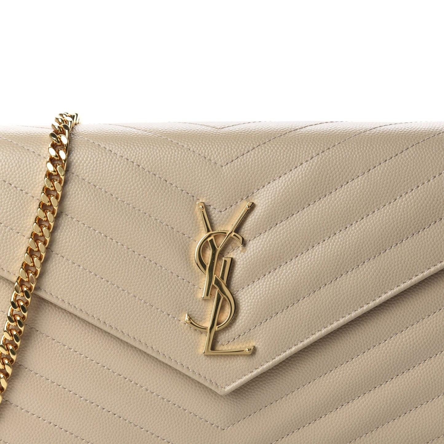 Grain De Poudre Matelasse Chevron Monogram Chain Wallet Nude Powder