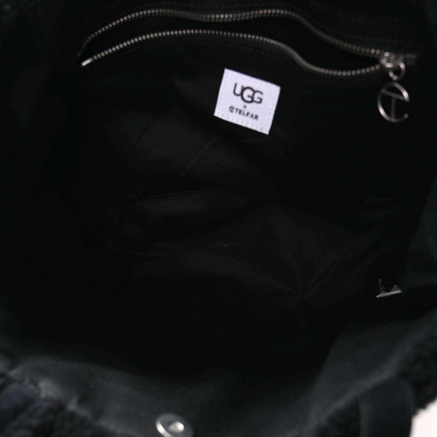 X UGG Suede Shearling Medium Shopping Bag Raw Black