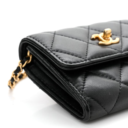 Chanel Lambskin Quilted Pearl Crush Clutch With Chain Black 9 of 11