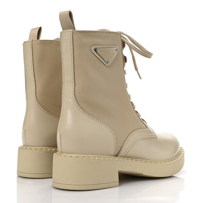 Prada Spazzolato Re-Nylon Metal Triangle Logo Womens 50mm Combat Boots 37.5 Deserto 4 of 10