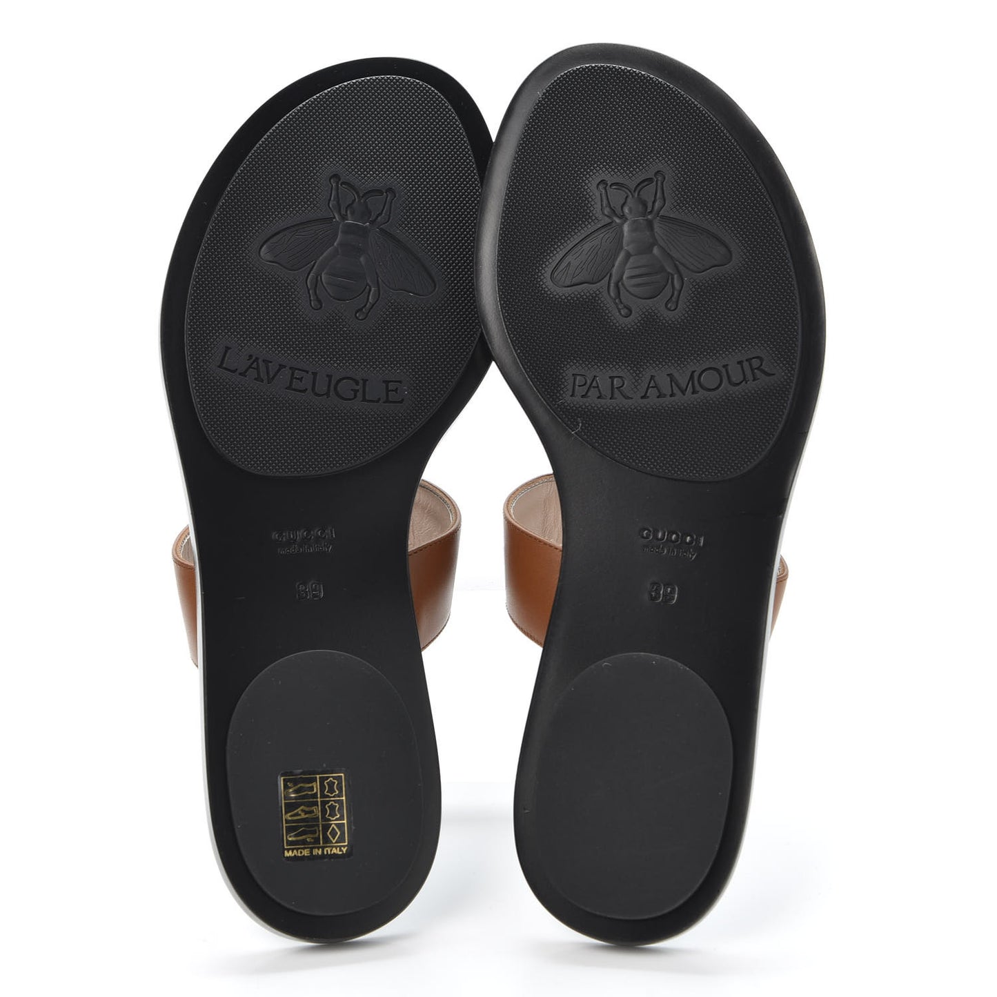 Calfskin GG Marmont Thong Sandals 39 Cognac