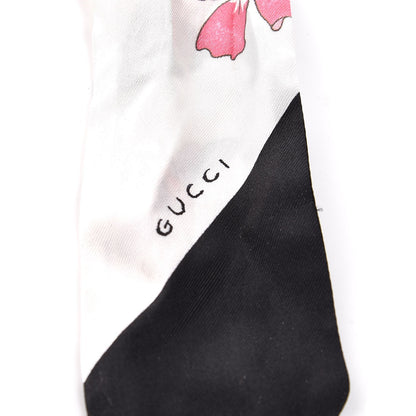 Gucci Silk Twill Floriso Neck Bow Scarf White Black 3 of 4