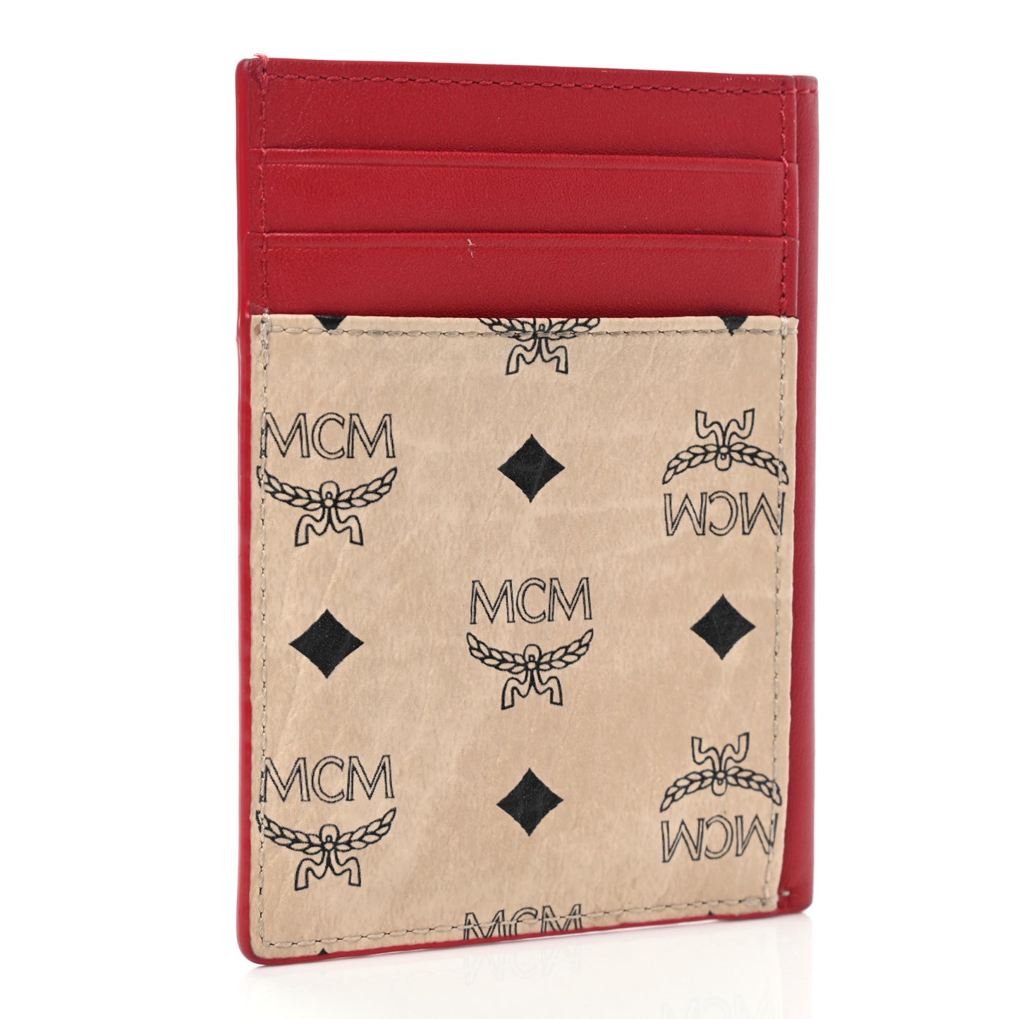 Visetos Money Clip Card Case Beige Ruby Red