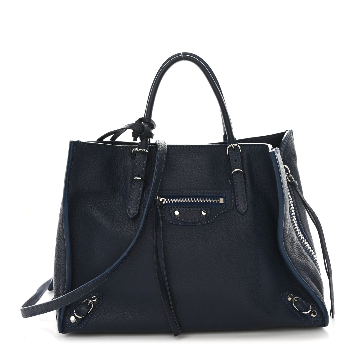 Balenciaga Veau Papier A6 Zip Around Tote Bleu Profond 1 of 13