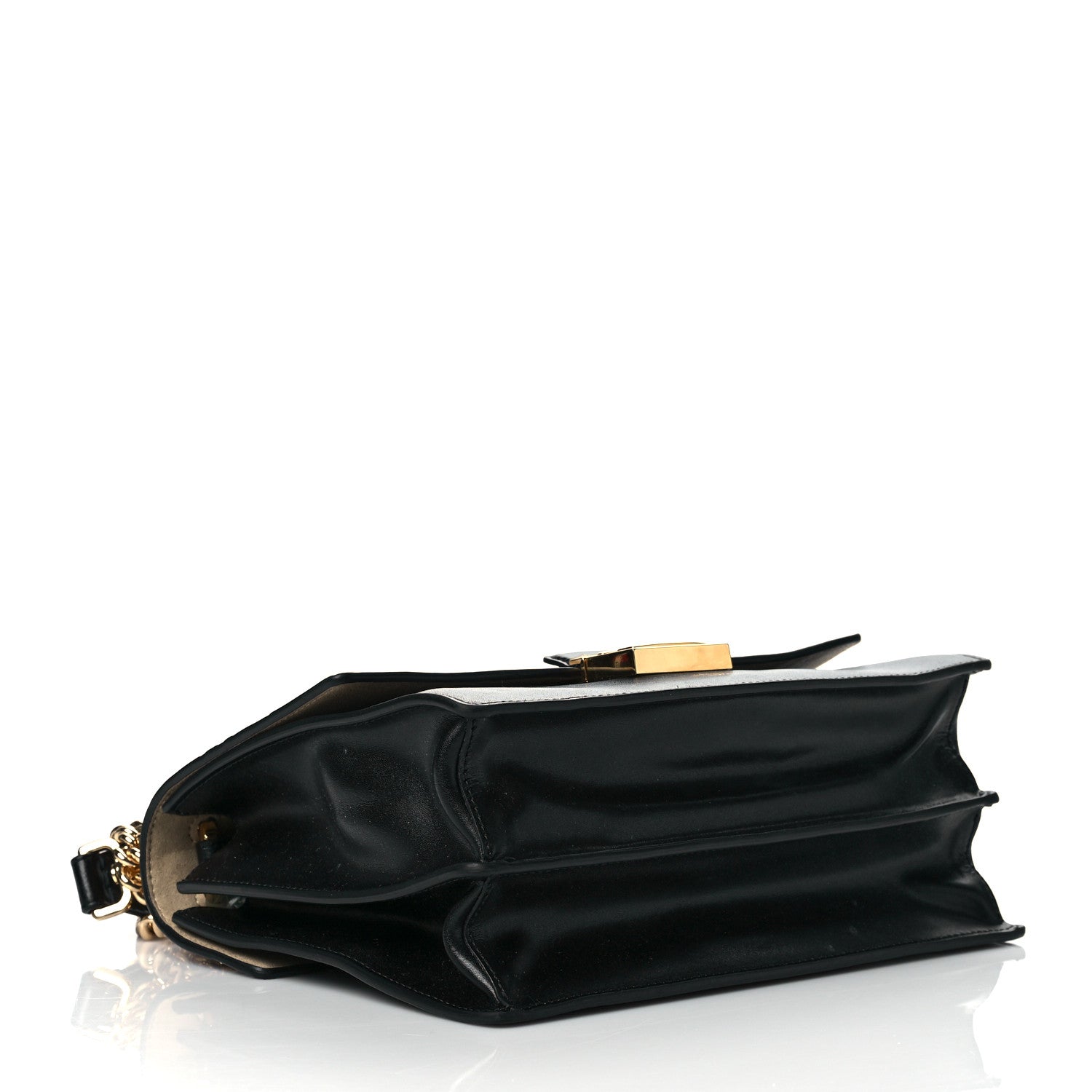 Fendi Vitello Liberty Bi-Color FF 1974 Embossed Chain Strap Kan U Shoulder Bag Black Maya 4 of 10