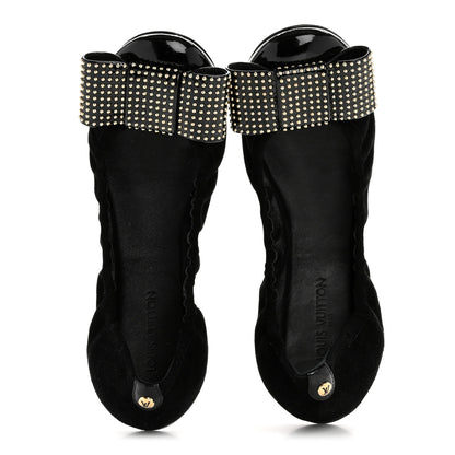 Louis Vuitton Suede Patent Studded Flirty Ballerina Bow Flats 39.5 Black 2 of 8