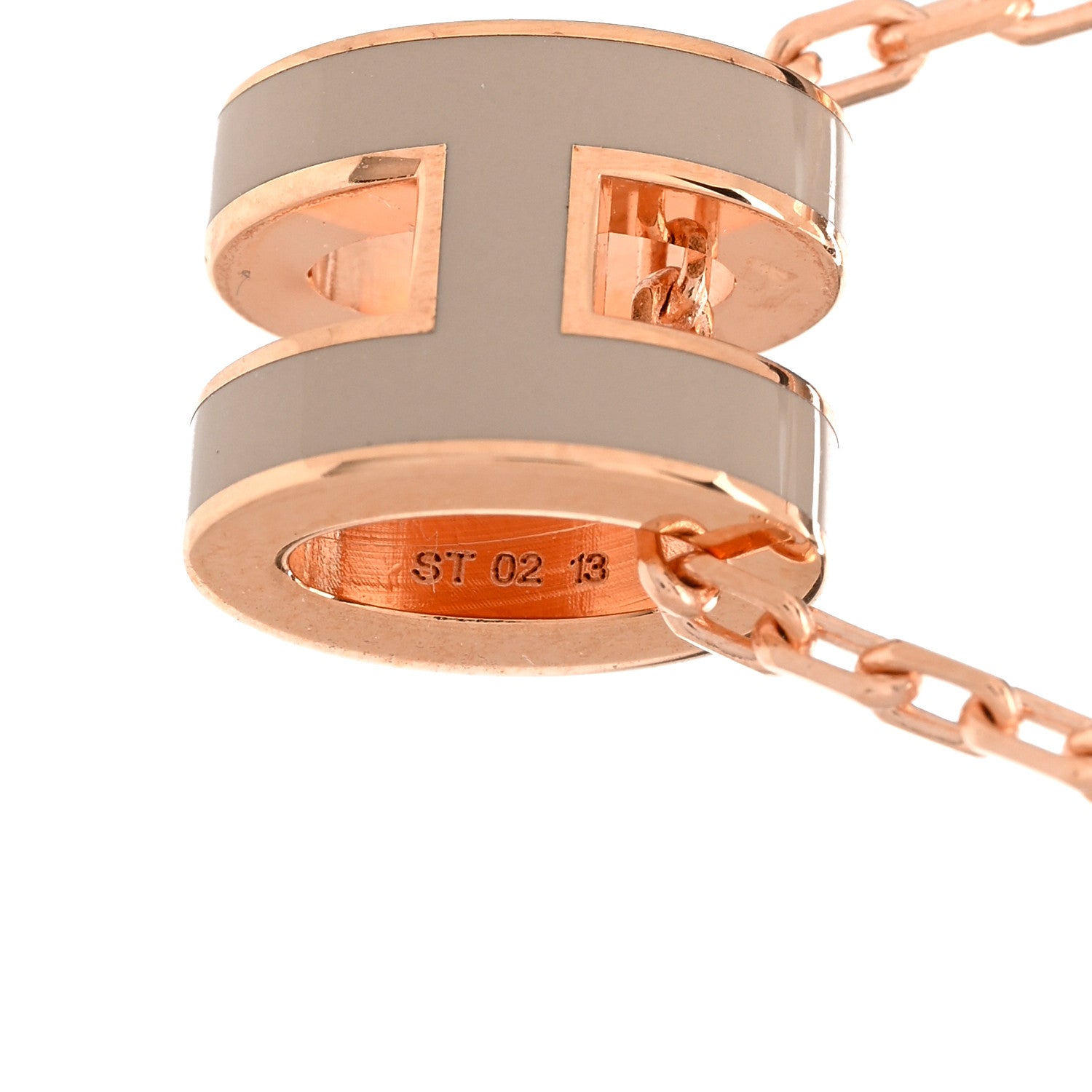 Hermes Lacquered Rose Gold Mini Pop H Pendant Necklace Marron Glace 5 of 7