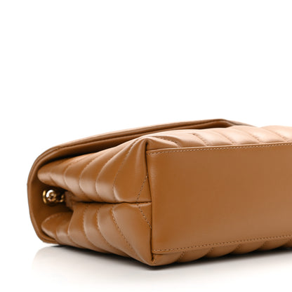 Saint Laurent Calfskin Y Quilted Monogram Small Loulou Chain Satchel Dark Natural 4 of 11