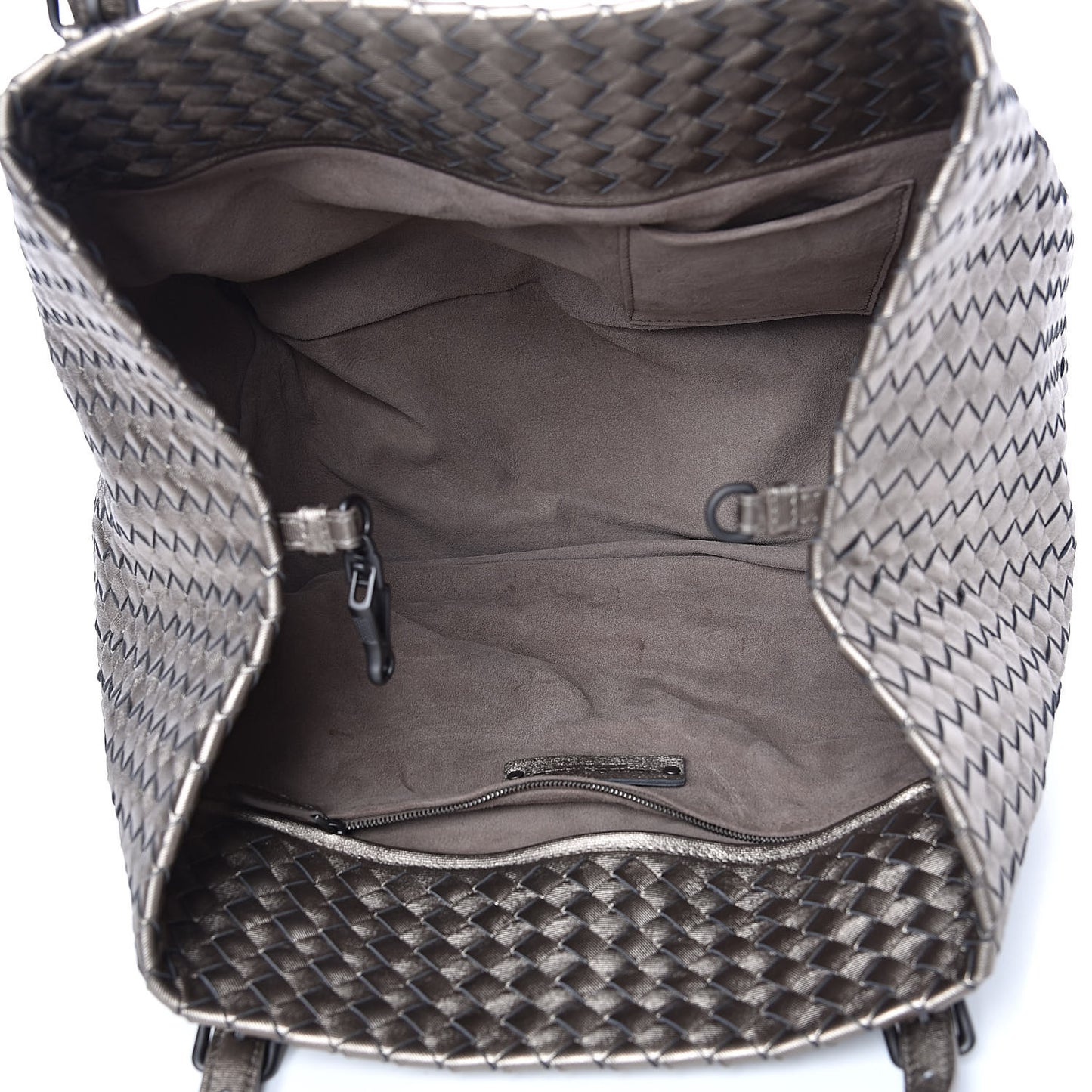 Metallic Grosgrain Intrecciato Medium A Shape Seamless Tote Pewter