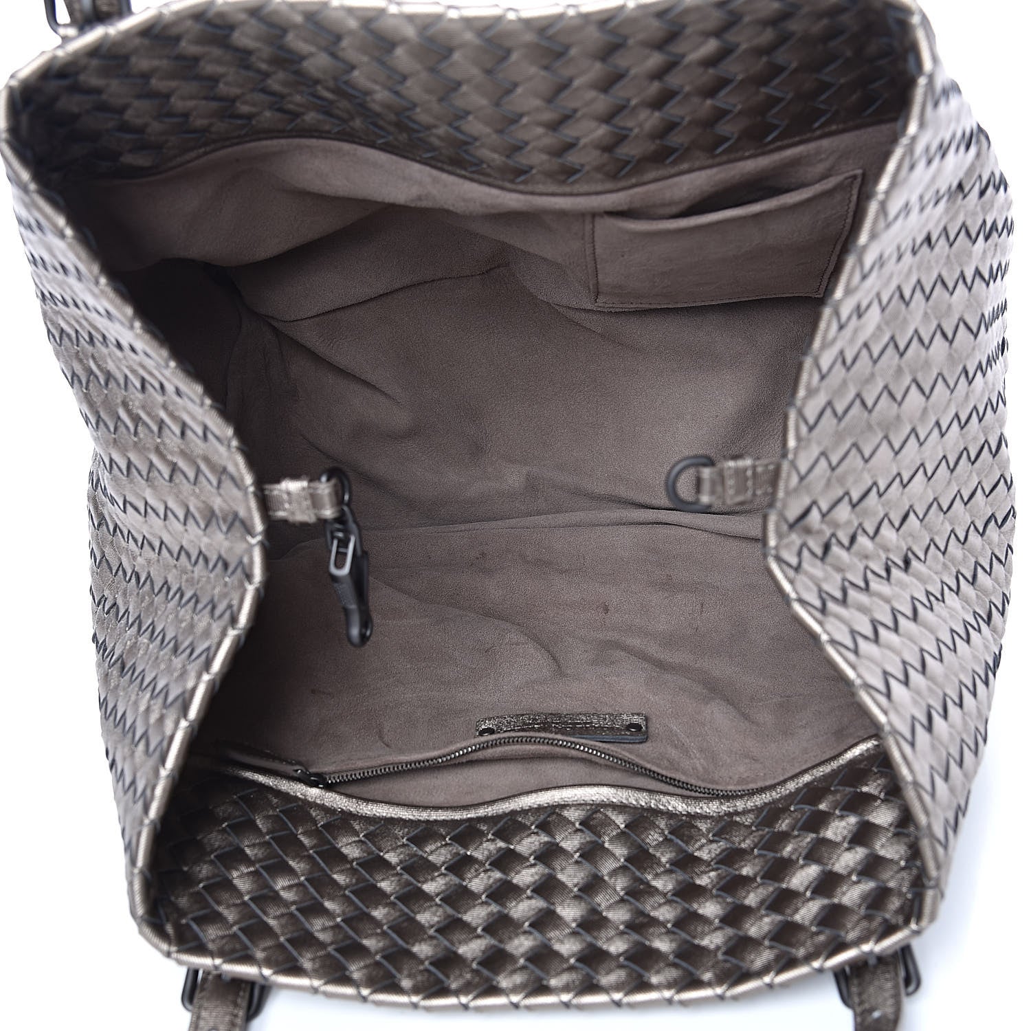Bottega Veneta Metallic Grosgrain Intrecciato Medium A Shape Seamless Tote Pewter 5 of 10