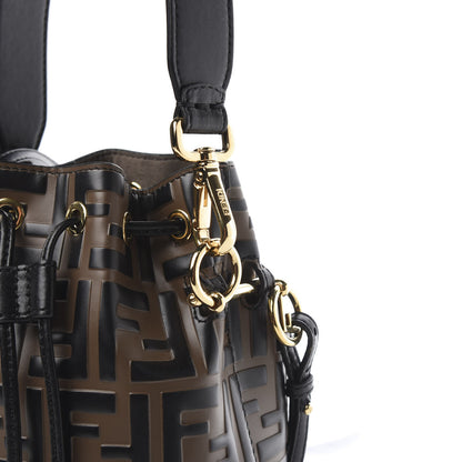 Fendi Vitello Liberty F is Fendi Bi-Color FF 1974 Embossed Mini Mon Tresor Bucket Bag Maya Black 11 of 11