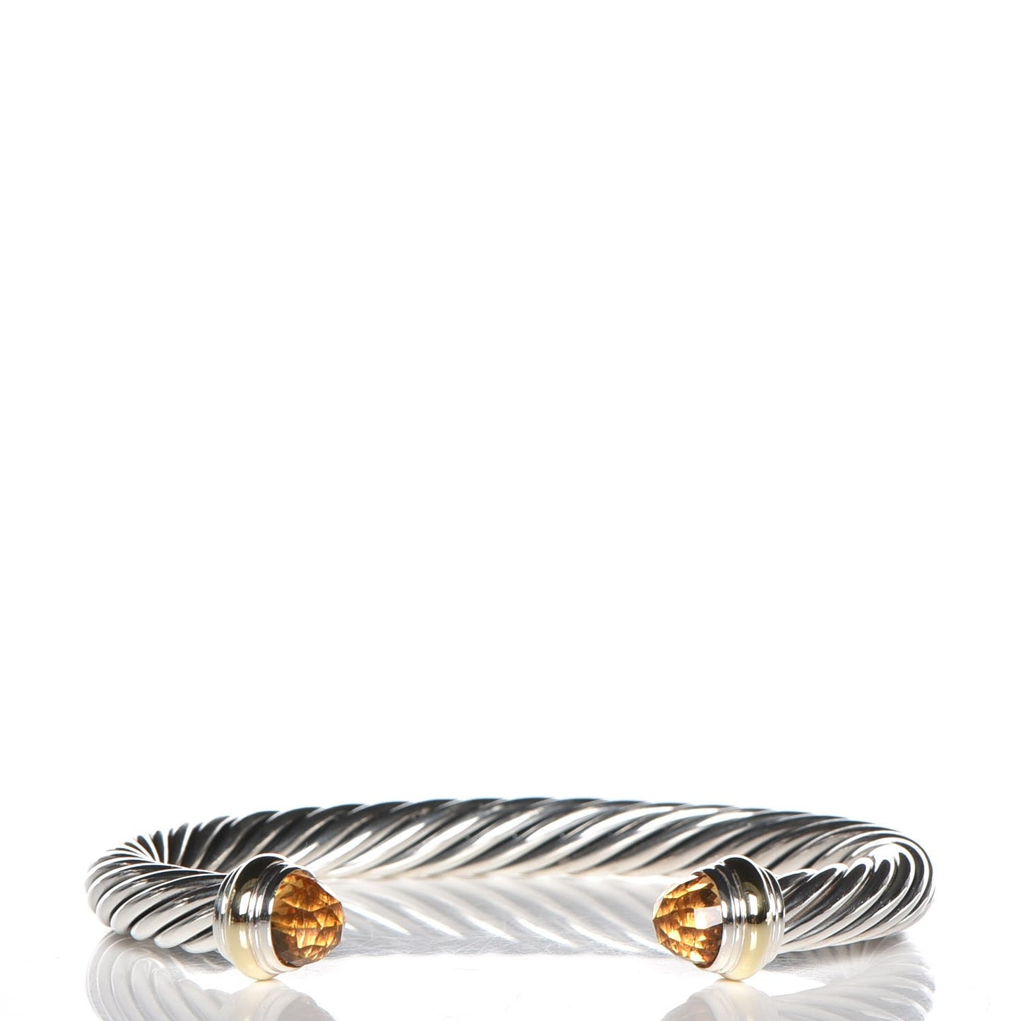 Sterling Silver 14K Yellow Gold Citrine 7mm Cable Classics Bracelet