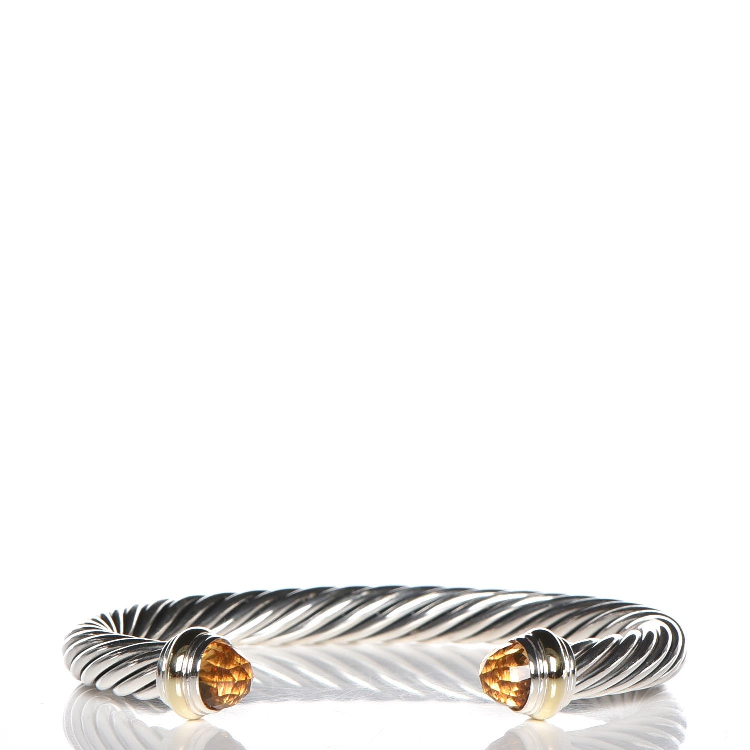 David Yurman Sterling Silver 14K Yellow Gold Citrine 7mm Cable Classics Bracelet 1 of 5