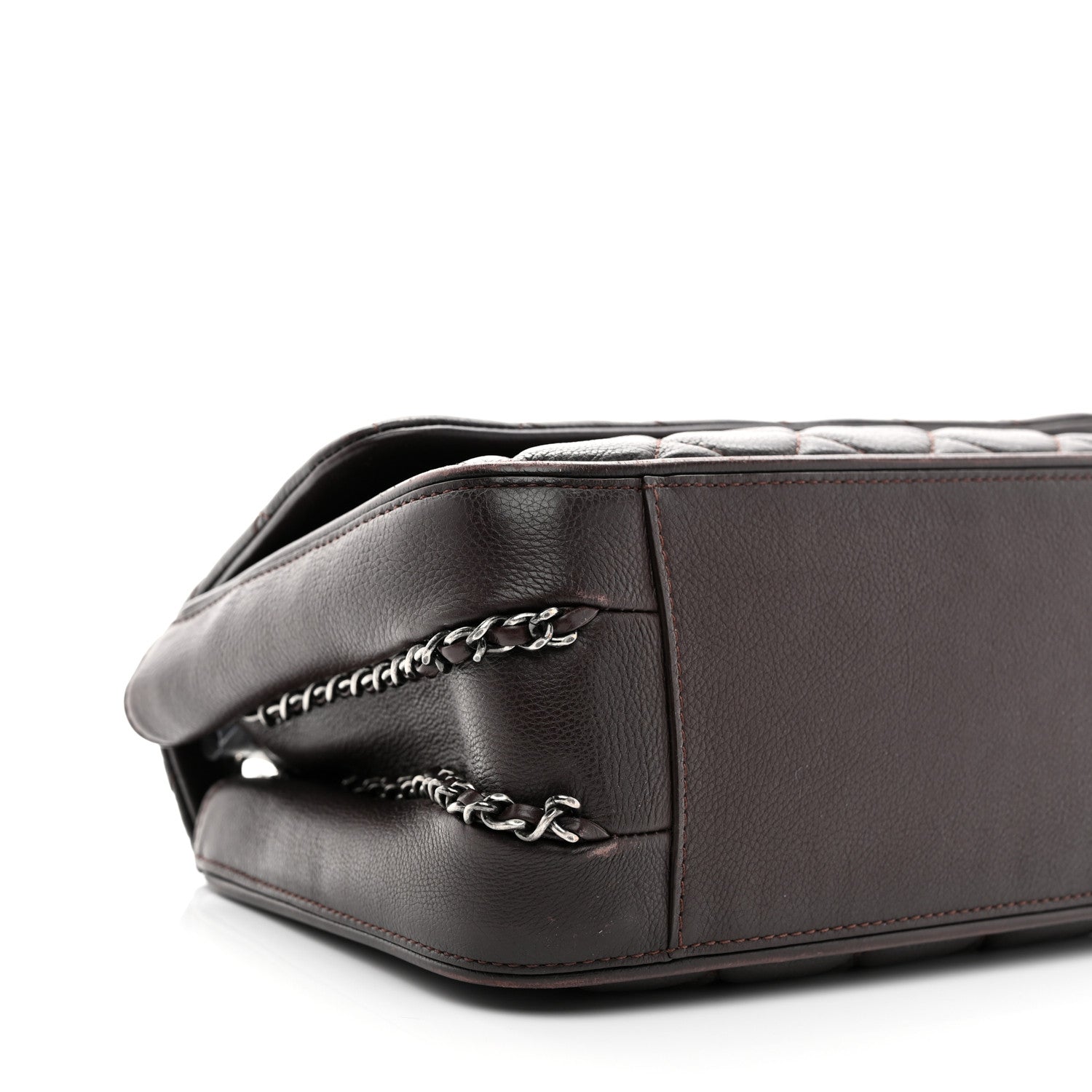 Chanel Calfskin Quilted Medium Frame in Chain Flap Brown 9 of 11