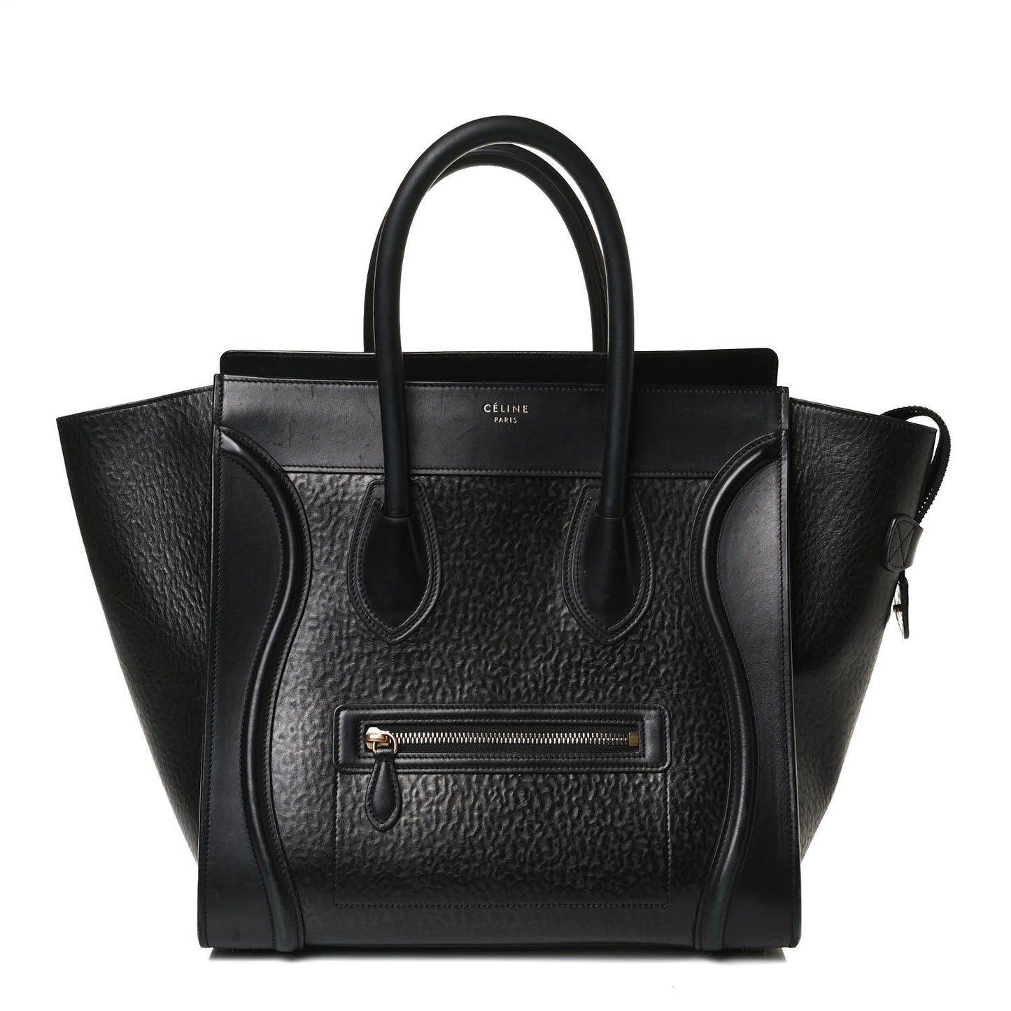 Calfskin Astrakhan Embossed Mini Luggage Black