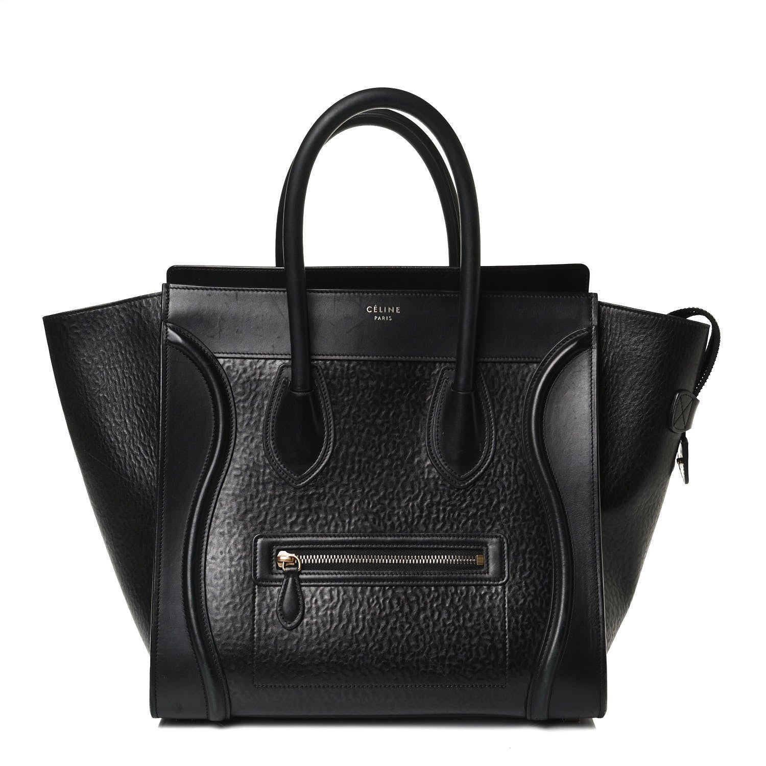 Celine Calfskin Astrakhan Embossed Mini Luggage Black 1 of 22