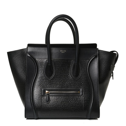 Celine Calfskin Astrakhan Embossed Mini Luggage Black 1 of 22