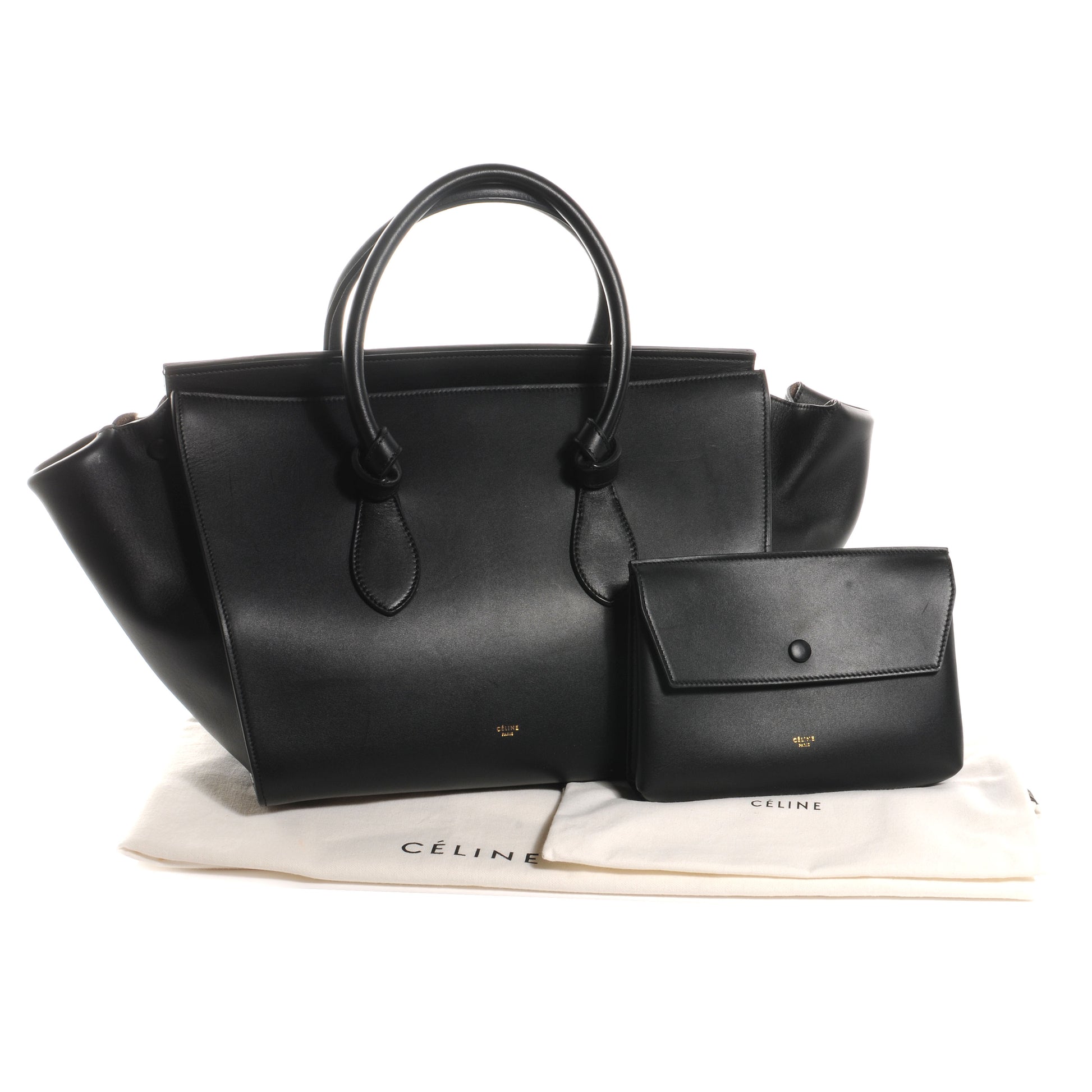 Celine Smooth Calfskin Tie Knot Tote Black 5 of 8