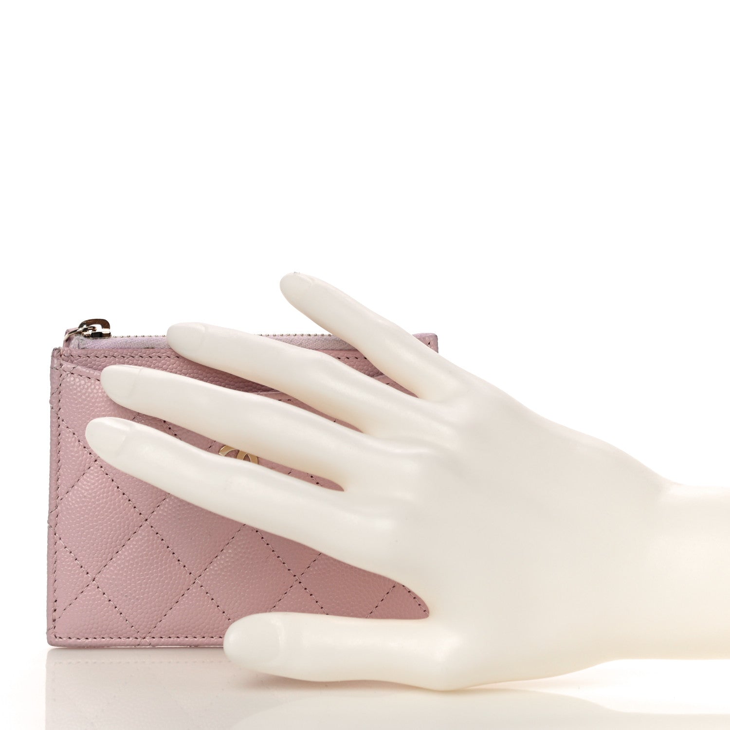Chanel Caviar Quilted CC Zip Card Holder Light Pink 2 of 14