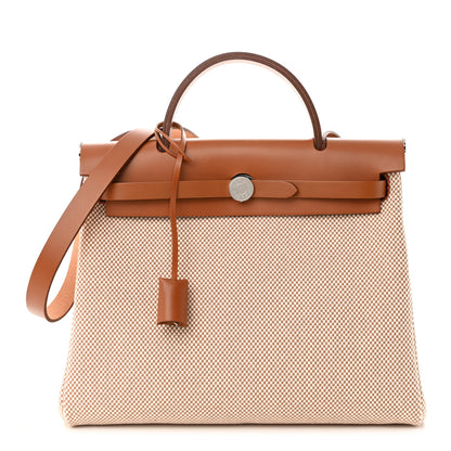 Hermes Vache Hunter Criss Viking Herbag Zip Retourne 31 PM Ecru Fauve 3 of 12