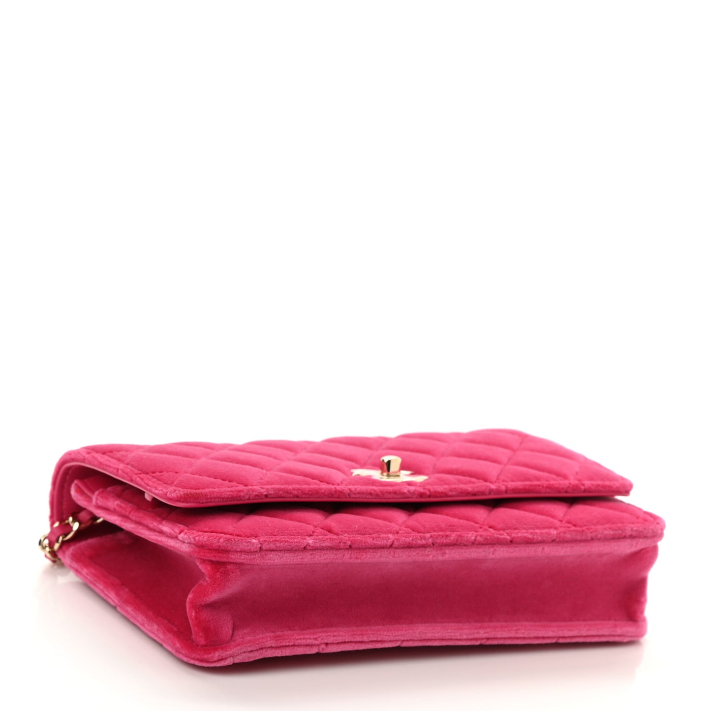 Velvet Quilted Pearl Crush Wallet On Chain WOC Pink