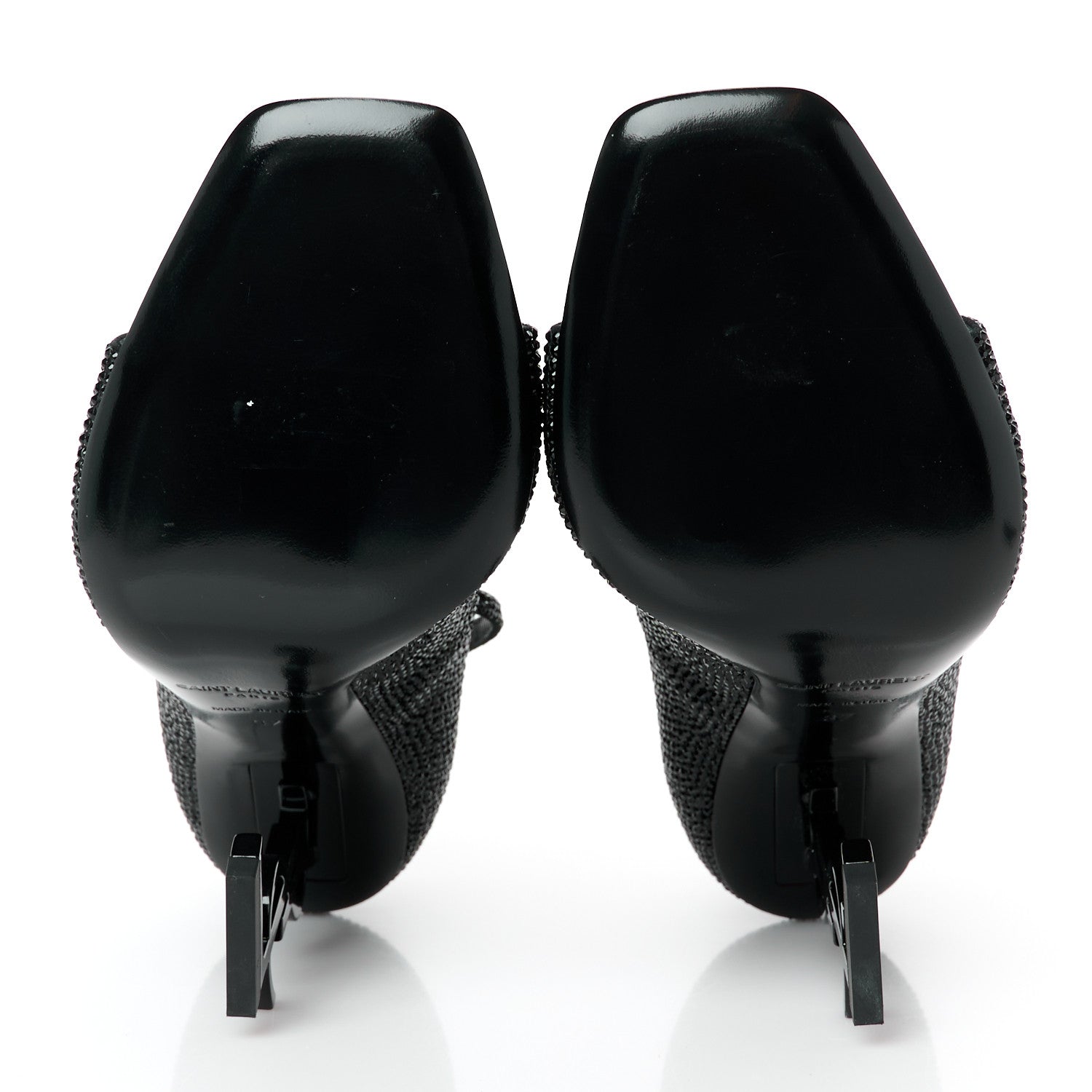 Saint Laurent Kid Suede Crystal Embellished Opyum 110 Ankle Strap Sandals 37 Black 6 of 10