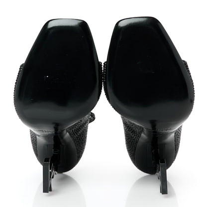 Saint Laurent Kid Suede Crystal Embellished Opyum 110 Ankle Strap Sandals 37 Black 6 of 10