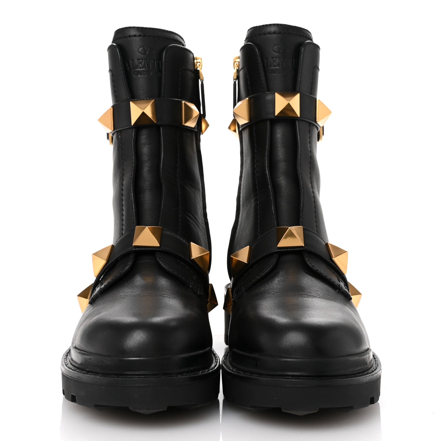 Calfskin Roman Stud 20/40mm Combat Boots 40 Black