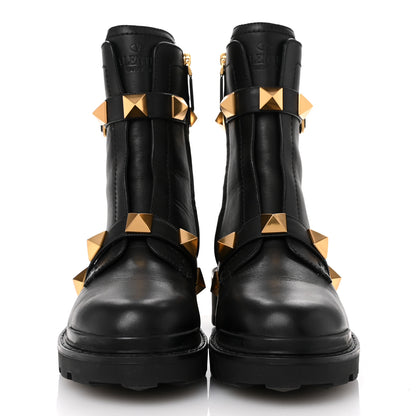 Valentino Garavani Calfskin Roman Stud 20/40mm Combat Boots 40 Black 3 of 10