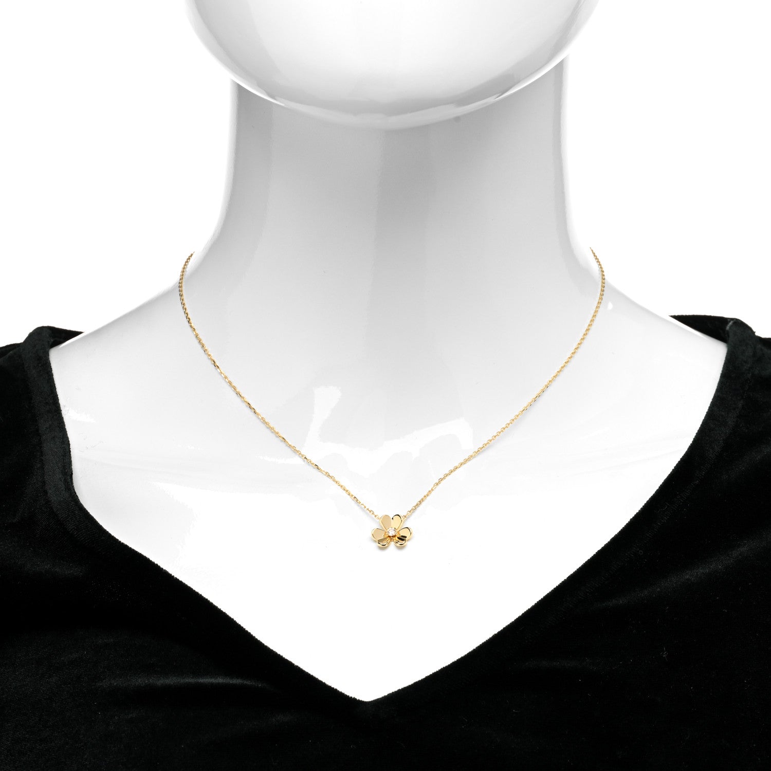 Van Cleef & Arpels 18K Yellow Gold Diamond Mini Frivole Pendant Necklace 2 of 6
