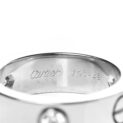 Cartier 18K White Gold 3 Diamond 5.5mm LOVE Ring 48 4.5 5 of 5
