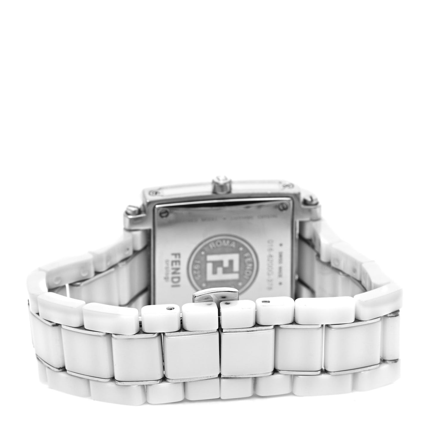 Stainless Steel Ceramic Diamond Bezel 30mm Quadro Quartz Watch White