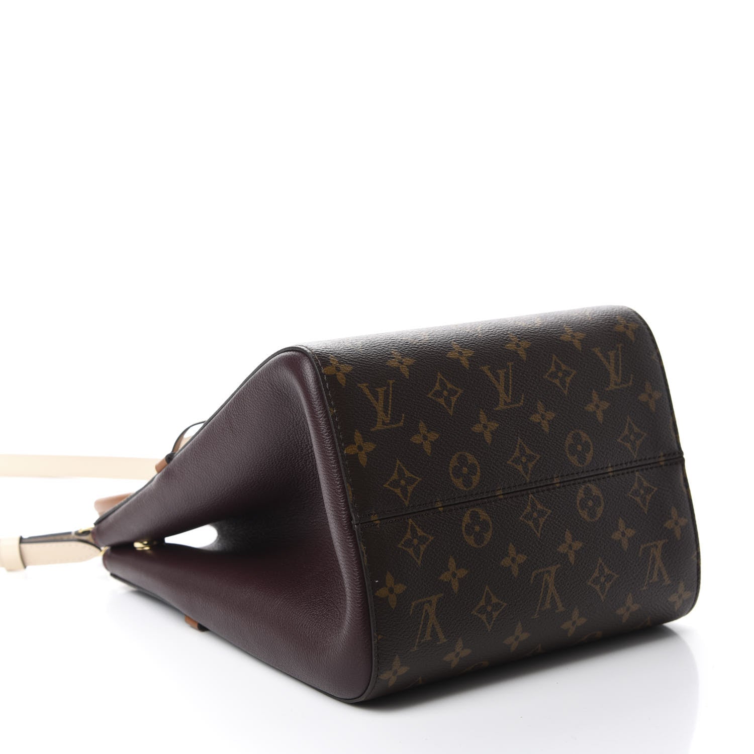 Louis Vuitton Calfskin Monogram Fold Tote MM Black Wine Cream 4 of 10