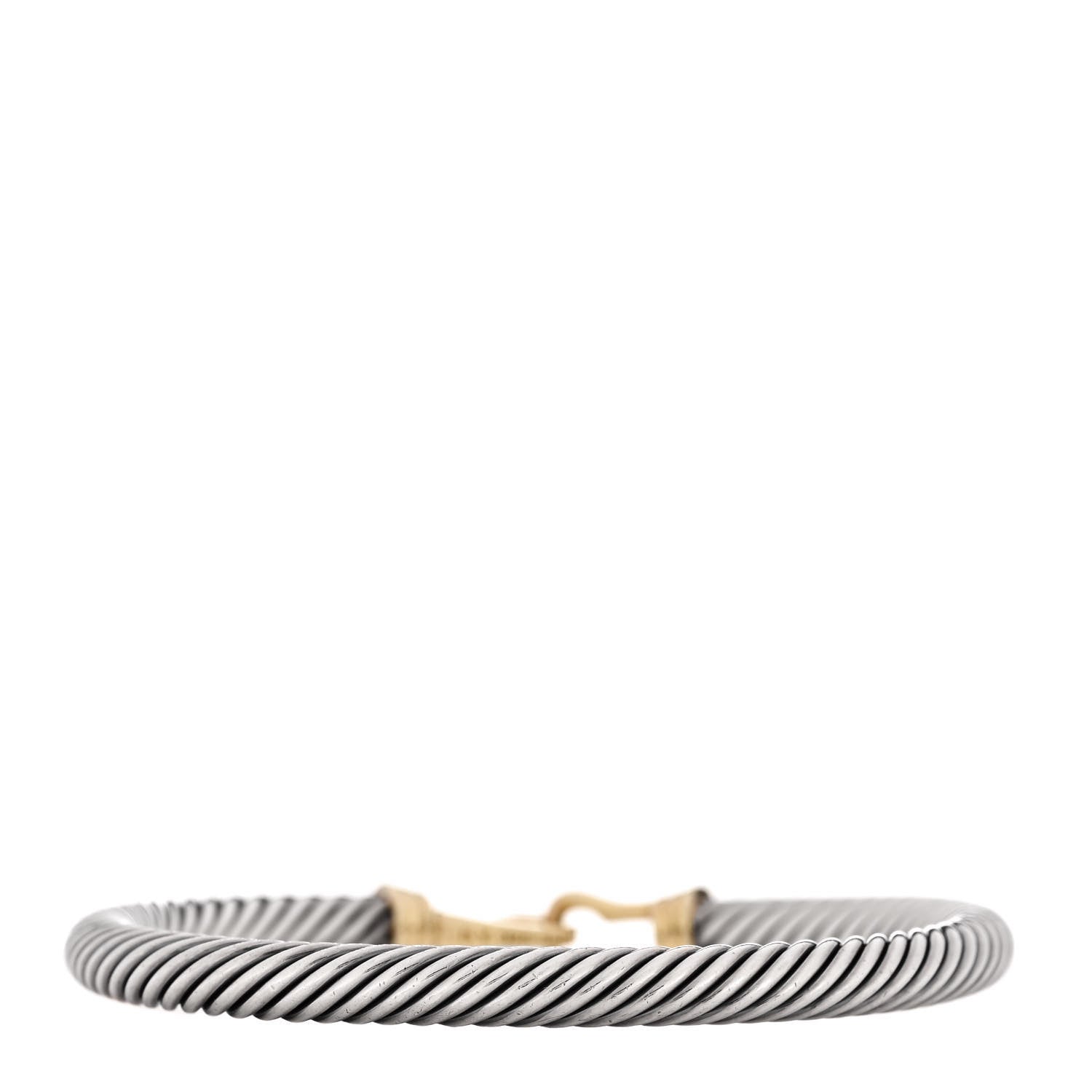 David Yurman Sterling Silver 14K Yellow Gold 5mm Cable Classic Buckle Bracelet 2 of 3