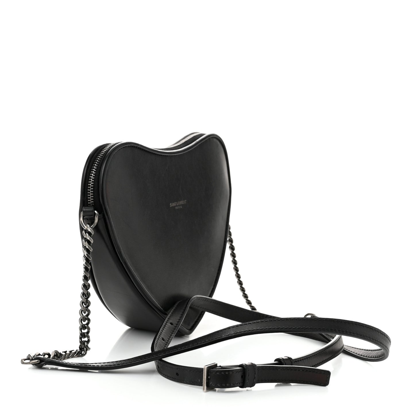 Calfskin Heart Monogram Crossbody Black